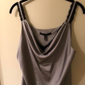 White House Silky, lacy, sexy silver top, NWT